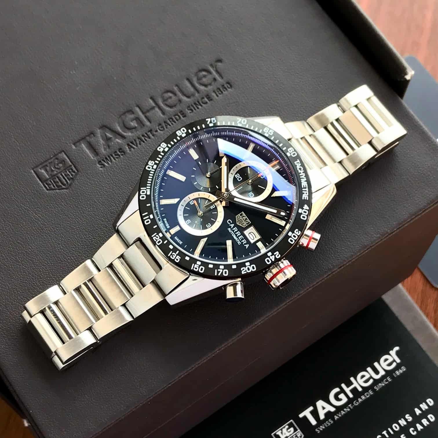 Tag Heuer Calibre 16 Silver Black Dial Japanese Quartz Chronograph's Mens Watch - Image 4