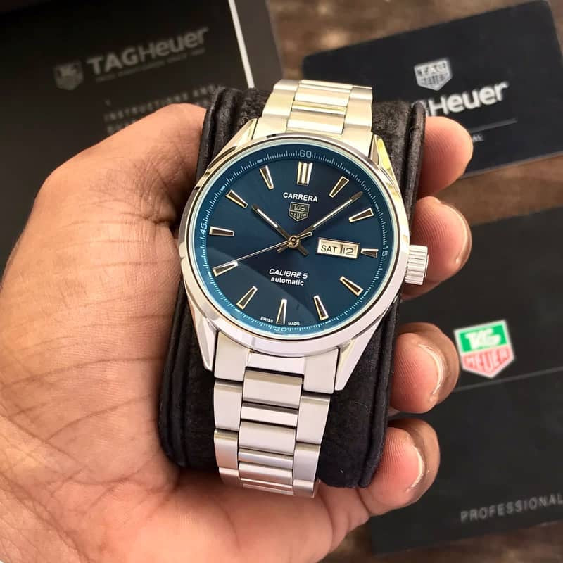 Tag Heuer Calibre 5 Stainless Steel Blue Dial Automatic Master Quality Mens Watch - Image 3