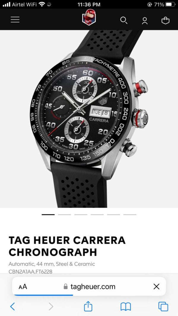 Tag Heuer Carrera Steel & Ceramic Automatic Black Fiber Men's Watch - Image 5
