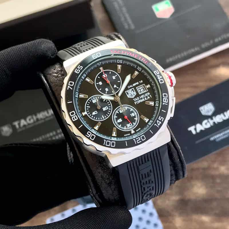 TAG Heuer Formula 1 Men's 43mm Stainless Steel Quartz Chronograph Black Fiber Strap Master Quality Watch - Image 3
