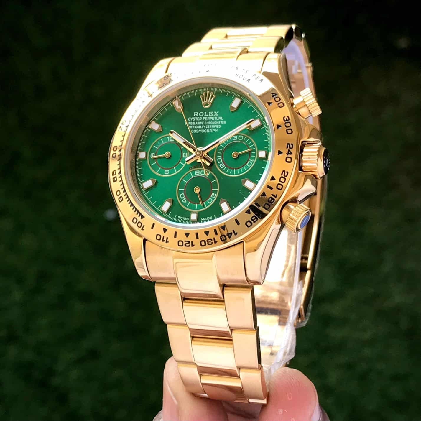 Rolex Cosmograph Daytona Gold & Green Dial Japanese Automatic Mens Watch - Image 3