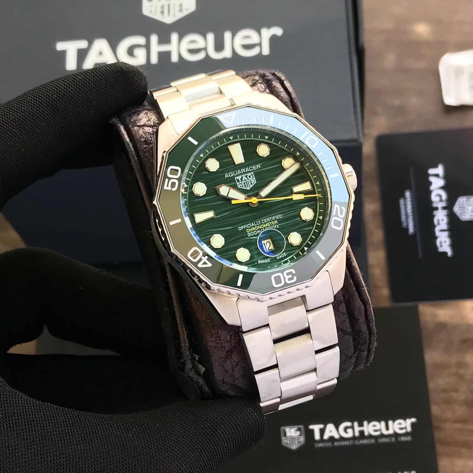 Tag Heuer Aquaracer Silver Green Dial Japanese Automatic Men's Watch - Image 4