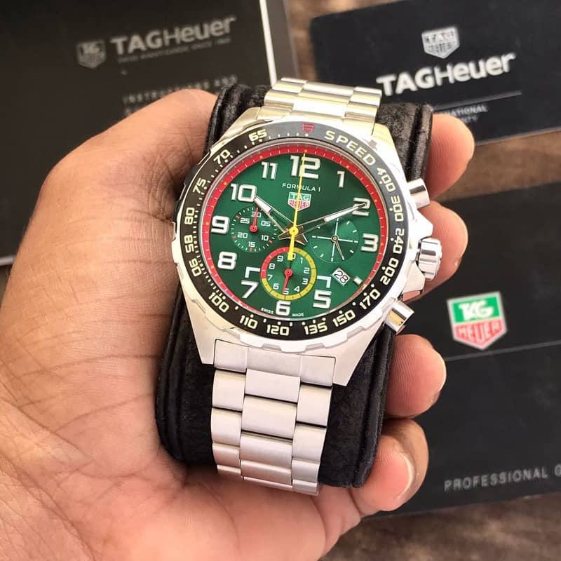 Tag Heuer X Red Bull Chronograph 43mm Stainless Steel Green Dial Japanese Master Quality Mens Watch - Image 3