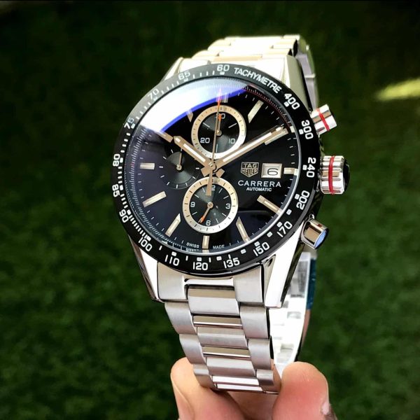 Tag Heuer Calibre 16 Silver Black Dial Japanese Quartz Chronograph's Mens Watch - Image 2
