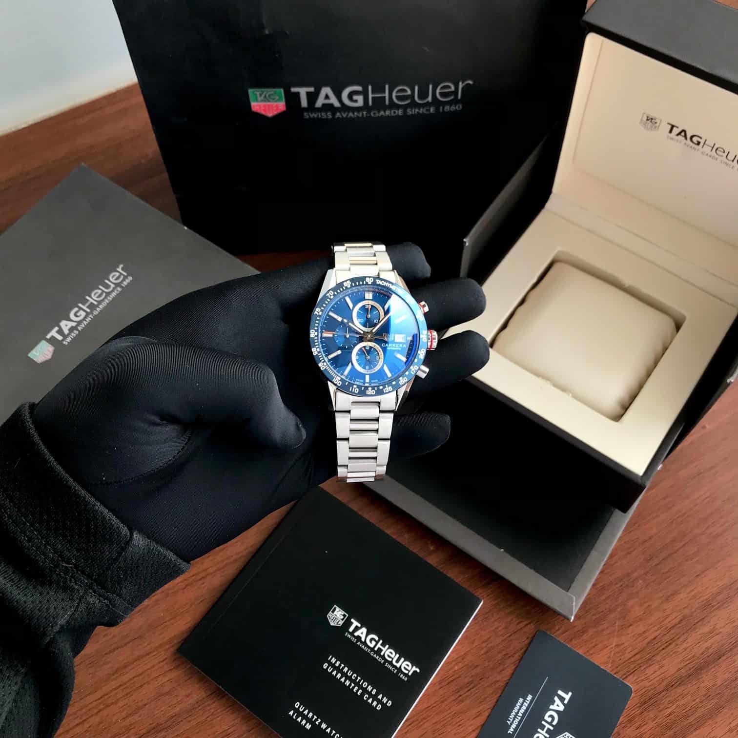 Tag Heuer Calibre 16 Silver Blue Dial Japanese Quartz Chronograph's Mens Watch - Image 3