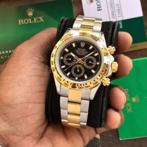 Rolex Daytona Panda Stainless Steel Gold & Black Dial Japanese Master Quality Automatic Men's Watch
