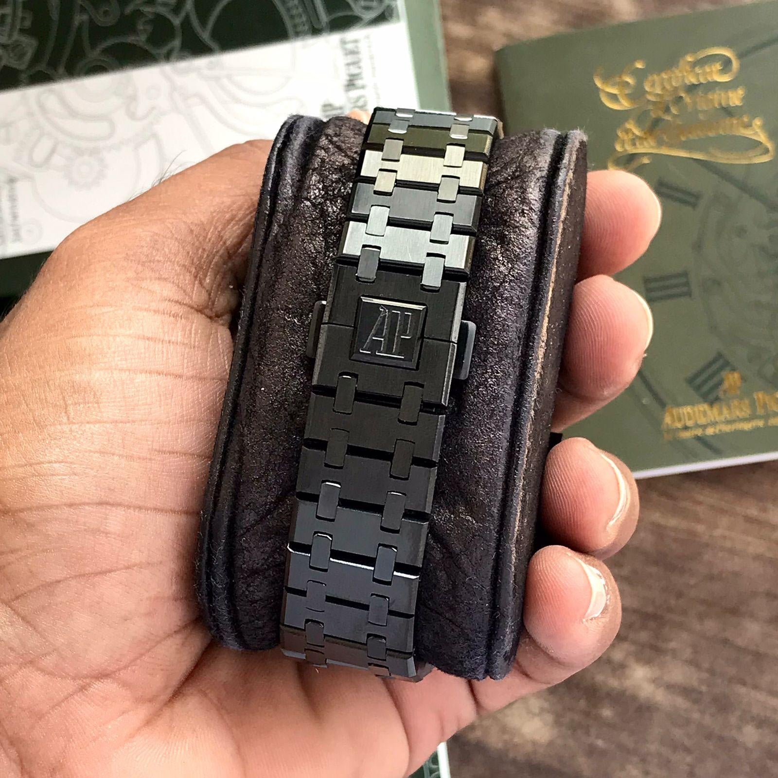 Audemars Piguet Royal Oak Double Balance Wheel Open worked Skeleton Dial Full Black Automatic Mens Watch - Image 6