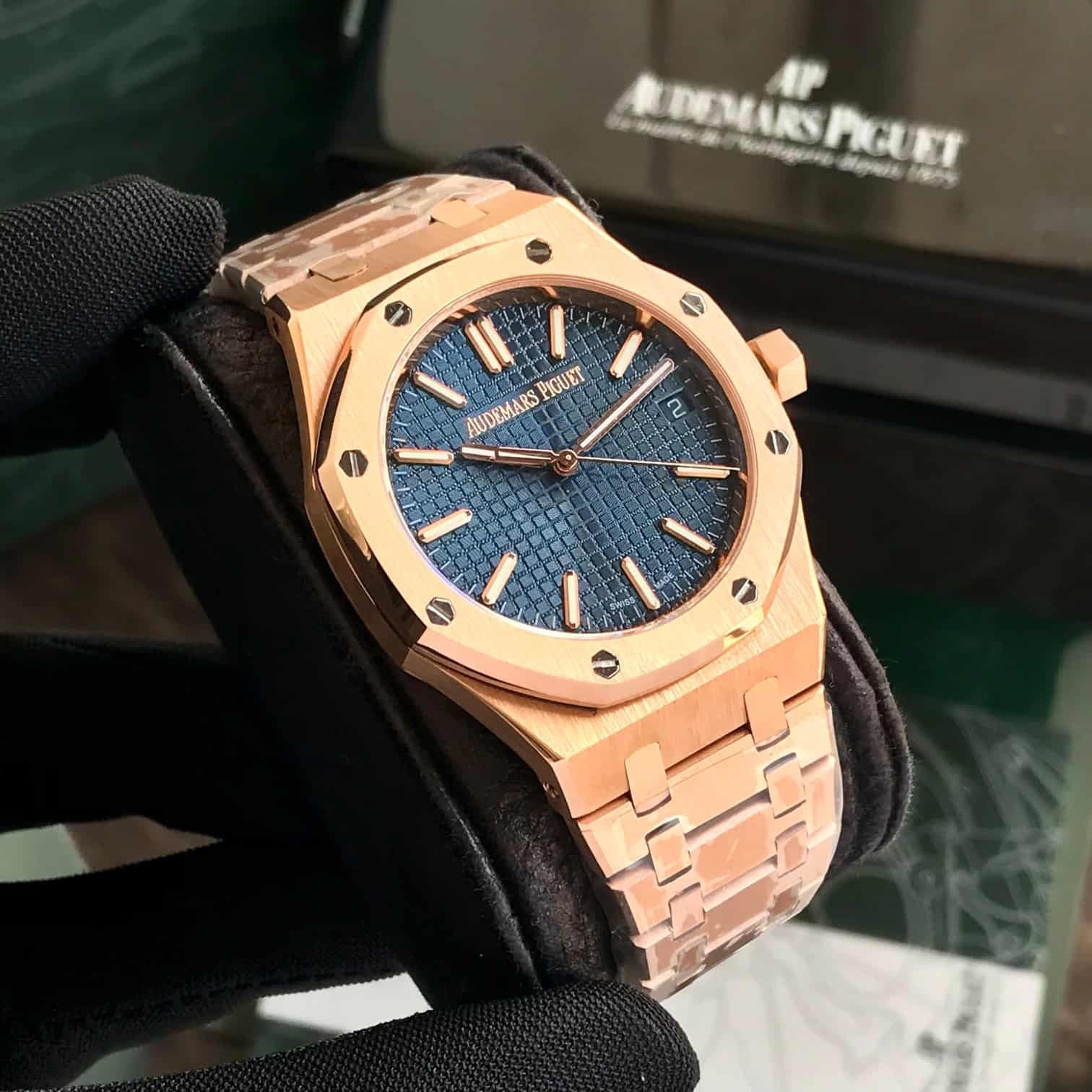 Audemars Piguet Royal Oak Offshore Rosegold Black Blue Metal Chain Automatic Movement Men's Watch - Image 7