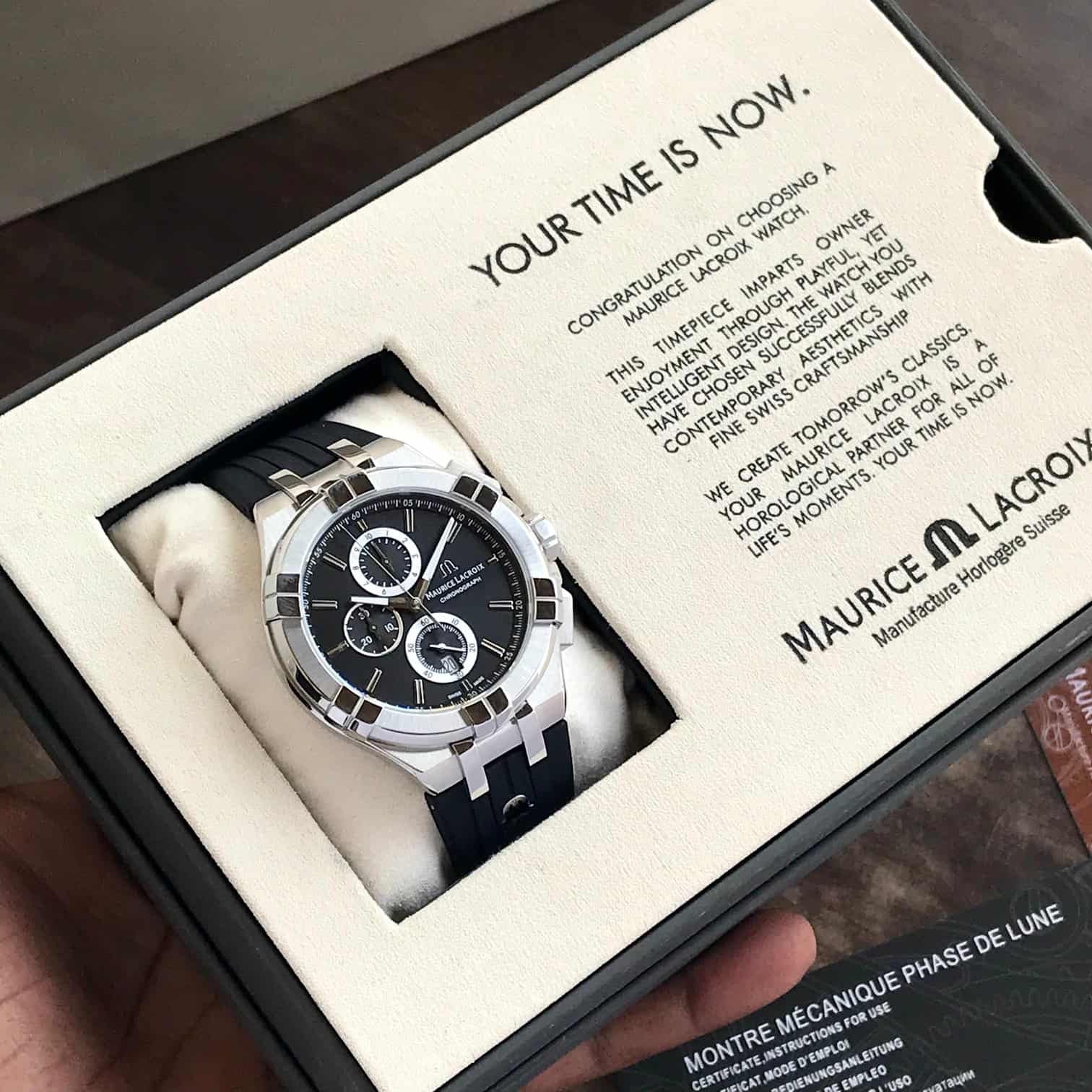 Maurice Lacroix Aikon Quartz Chronograph Full Black Authentic Mens Watch - Image 3