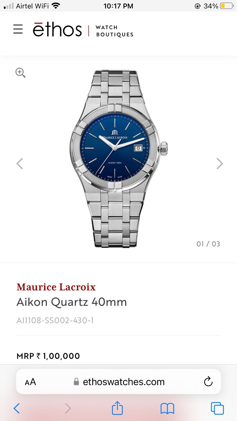 Maurice Lacroix Aikon Quartz 40mm Authentic Stainless Steel Blue Dial - Image 5