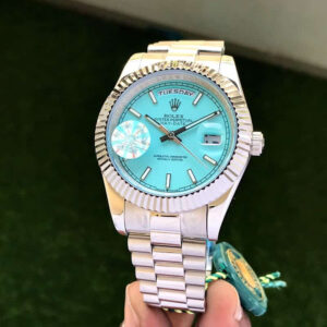 Rolex Date Just Silver Tone Sky Blue Dial Automatic Mens Watch