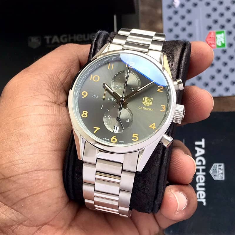 Tag Heuer Grand Carrera 1857 Stainless Steel Grey Dial Japanese Quality Men's Watch