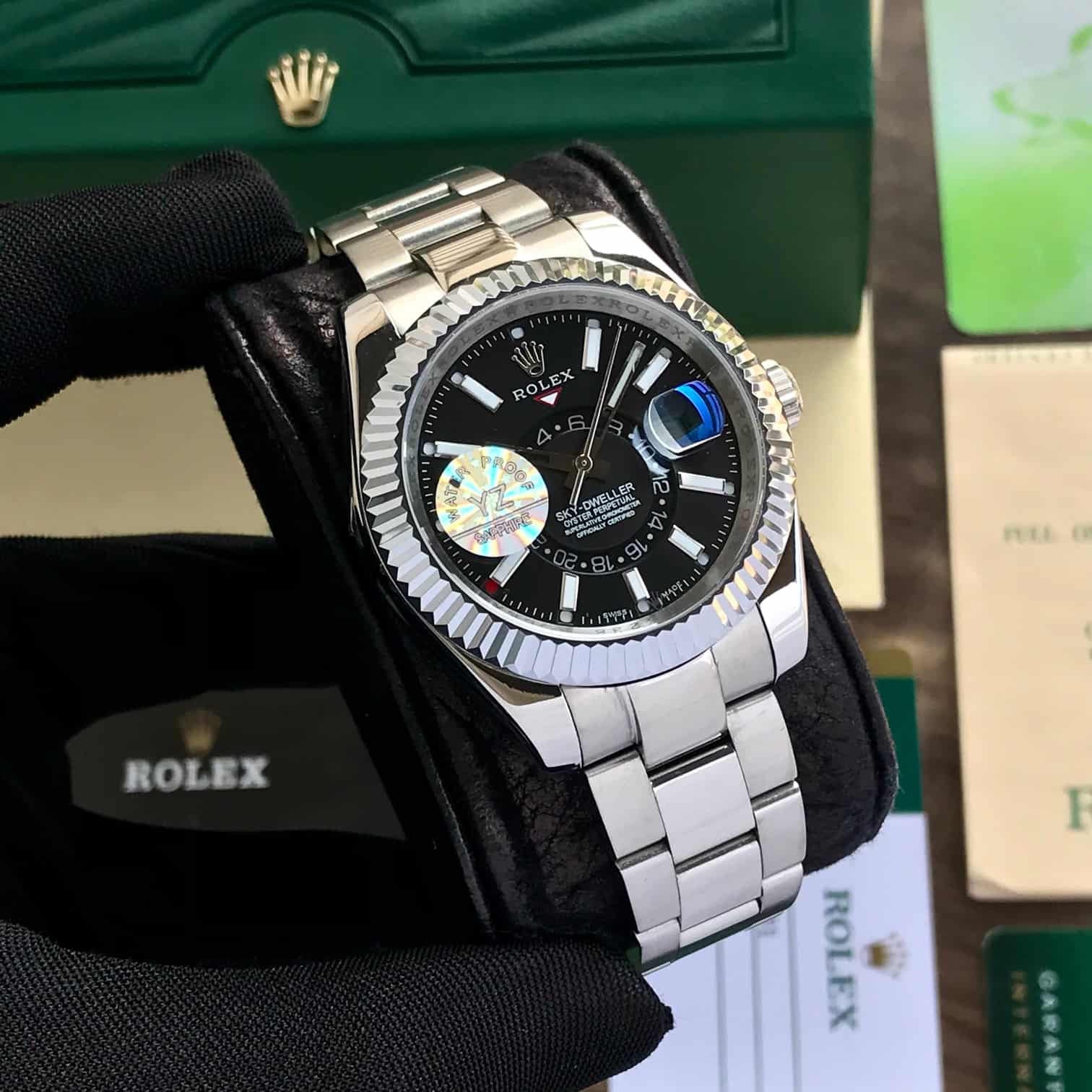 Rolex SkyDweller Stainless Steel Black Dial & Oyster Chain Strap Japanese Automatic Master Quality Men's Watch - Image 2