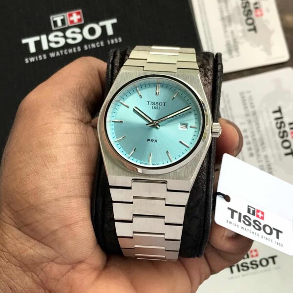 Tissot PRX Stainless Steel Tiffany Blue Dial Japanese Mens Watch - Image 4