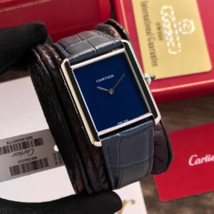 Cartier Tank Must Japanese Premium Medium Silver Blue Unisex Watch