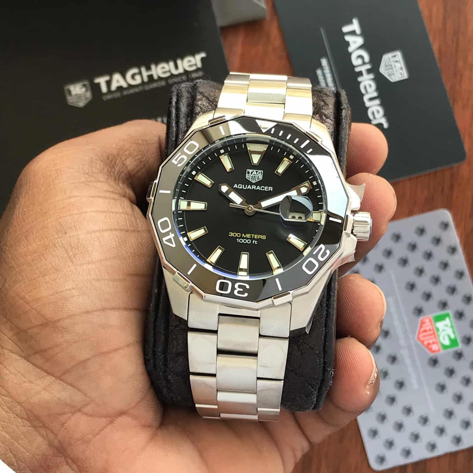 Tag Heuer Aquaracer Stainless Steel Black Dial 300M Automatic Mens Watch - Image 2