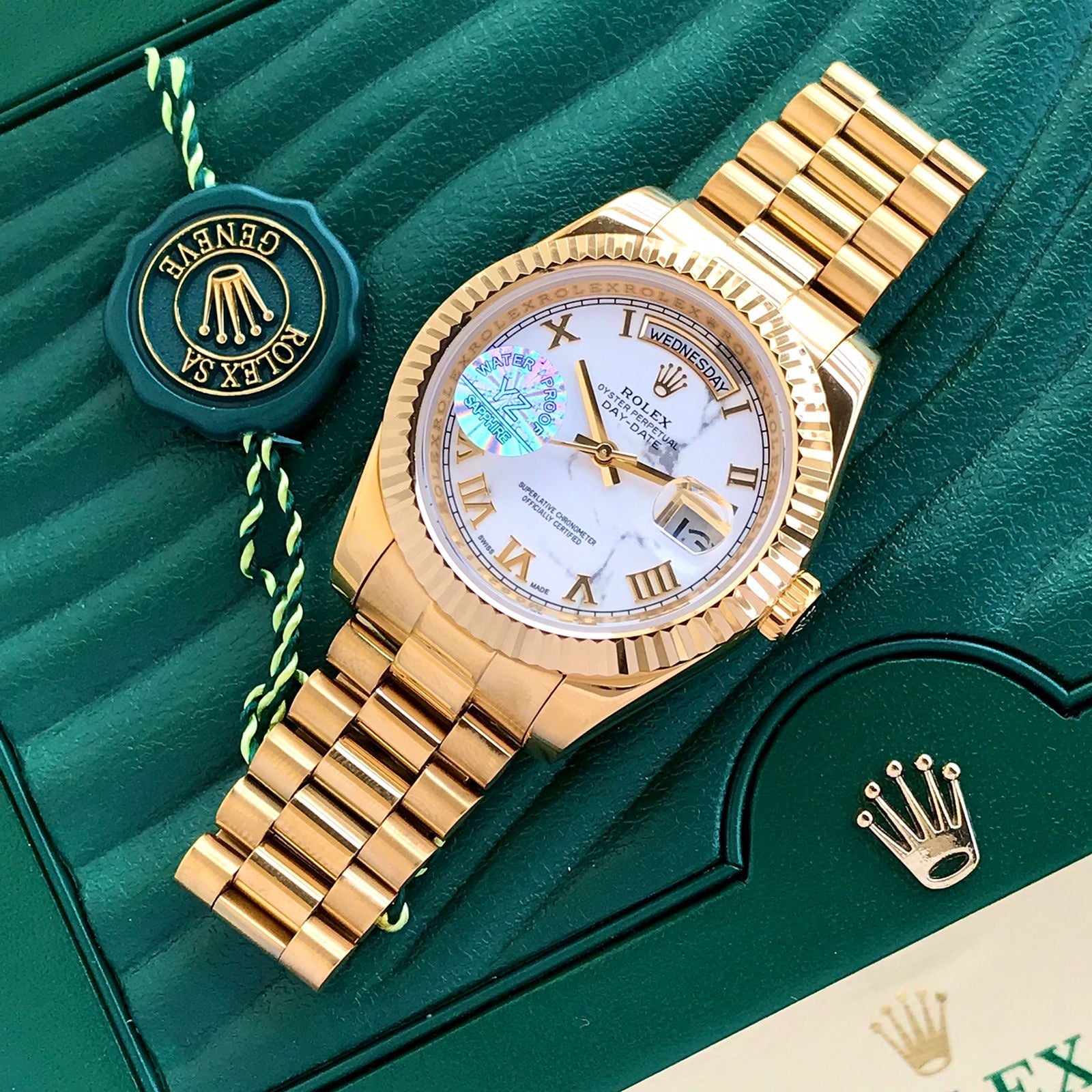 Rolex Date Just 41Yellow Gold Tone & White Dial Jubli Chain Japanese Automatic Master Quality Men's Watch - Image 3