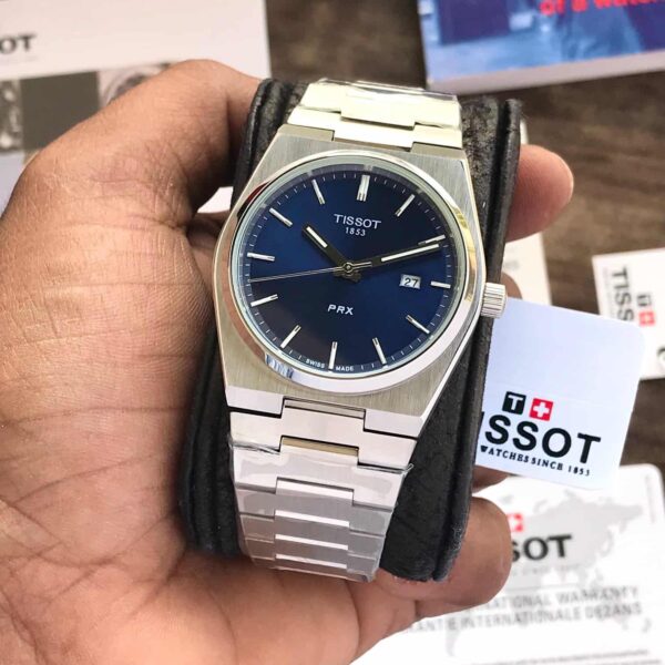 Tissot PRX T-Classic Stainless Steel Blue Dial Japanese Quartz Mens Watch - Image 5