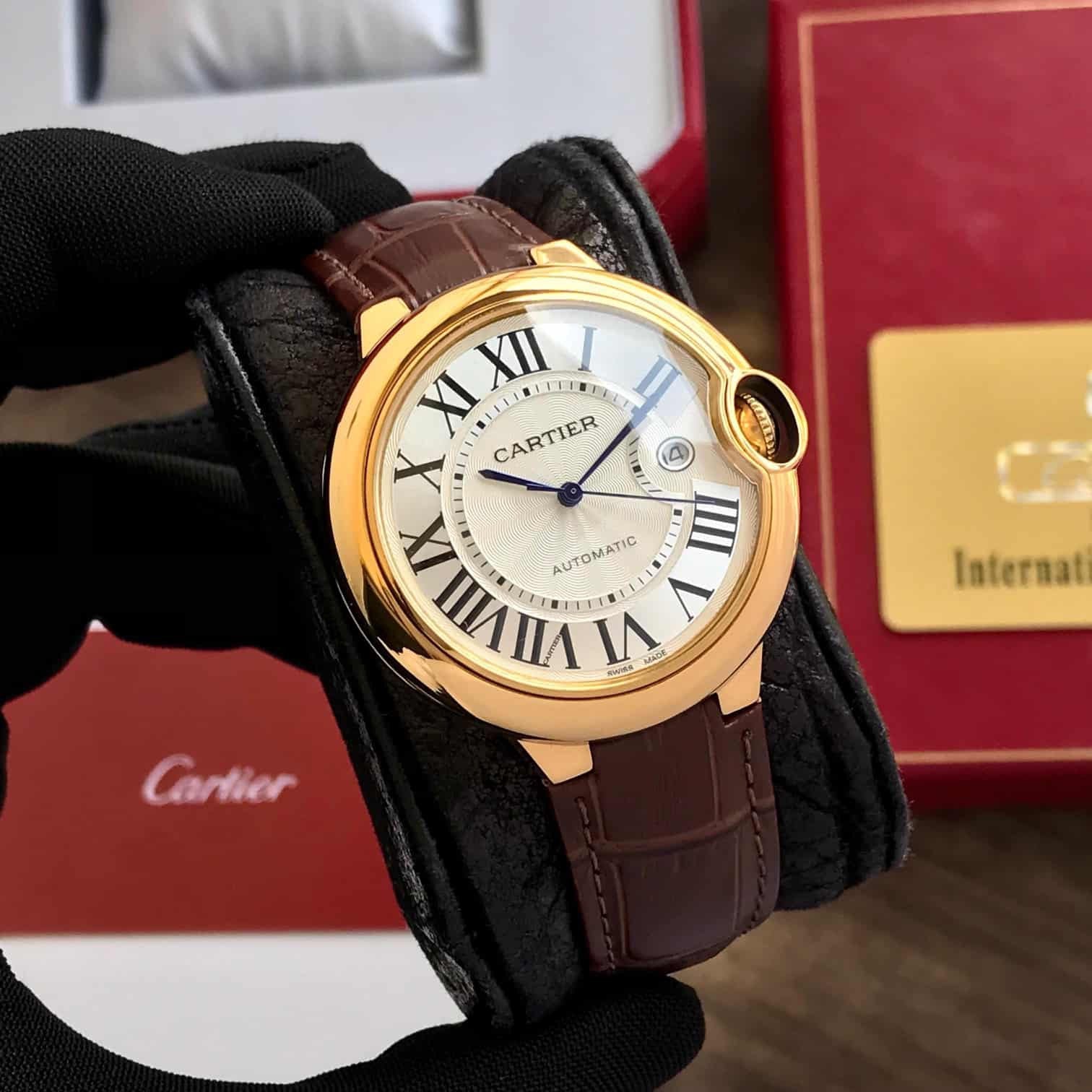 Cartier Ballon Bleu Japanese Automatic White Dial Brown Belt Mens Collection - Image 4