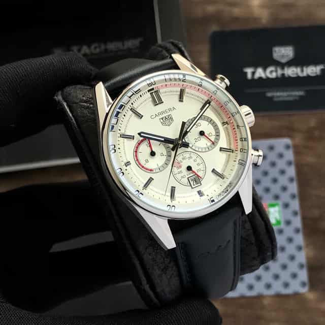Tag Heuer Carrera Chronosprint X 911 Porsche White Dial Black Belt Japanese Mens Watch - Image 2