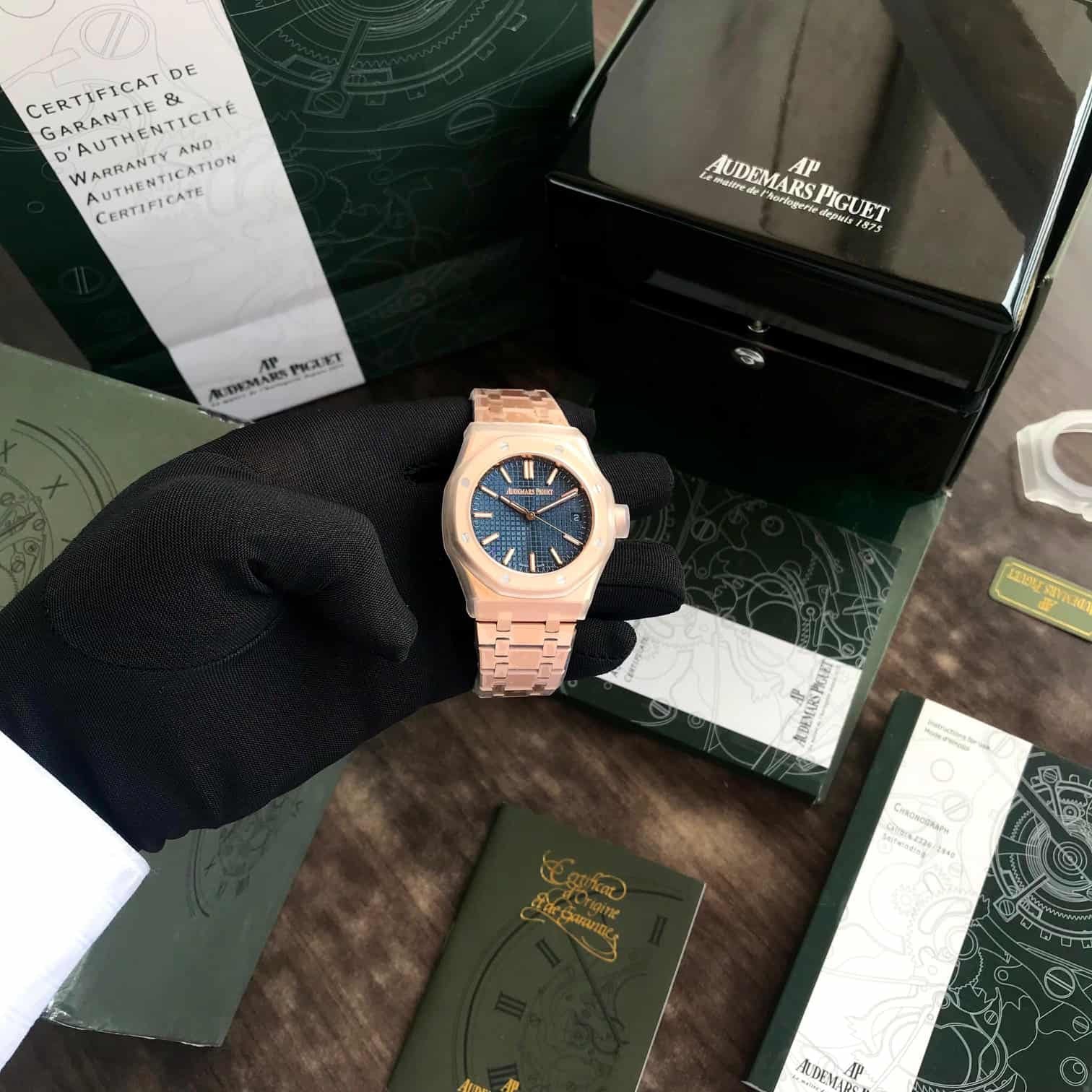 Audemars Piguet Royal Oak Offshore Rosegold Black Blue Metal Chain Automatic Movement Men's Watch - Image 5