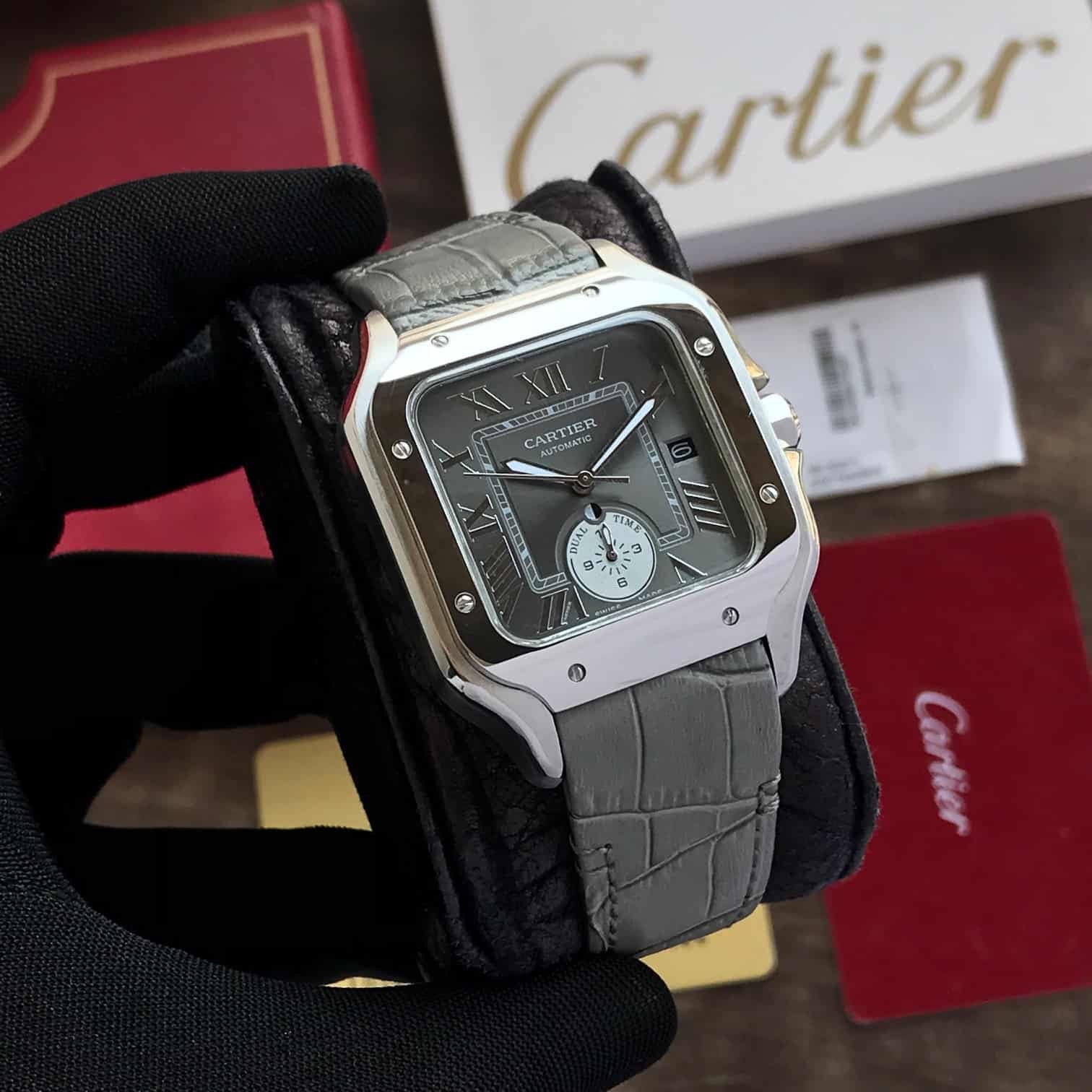 Cartier De Santos Dual Time Grey Premium Automatic Men's Watch - Image 3
