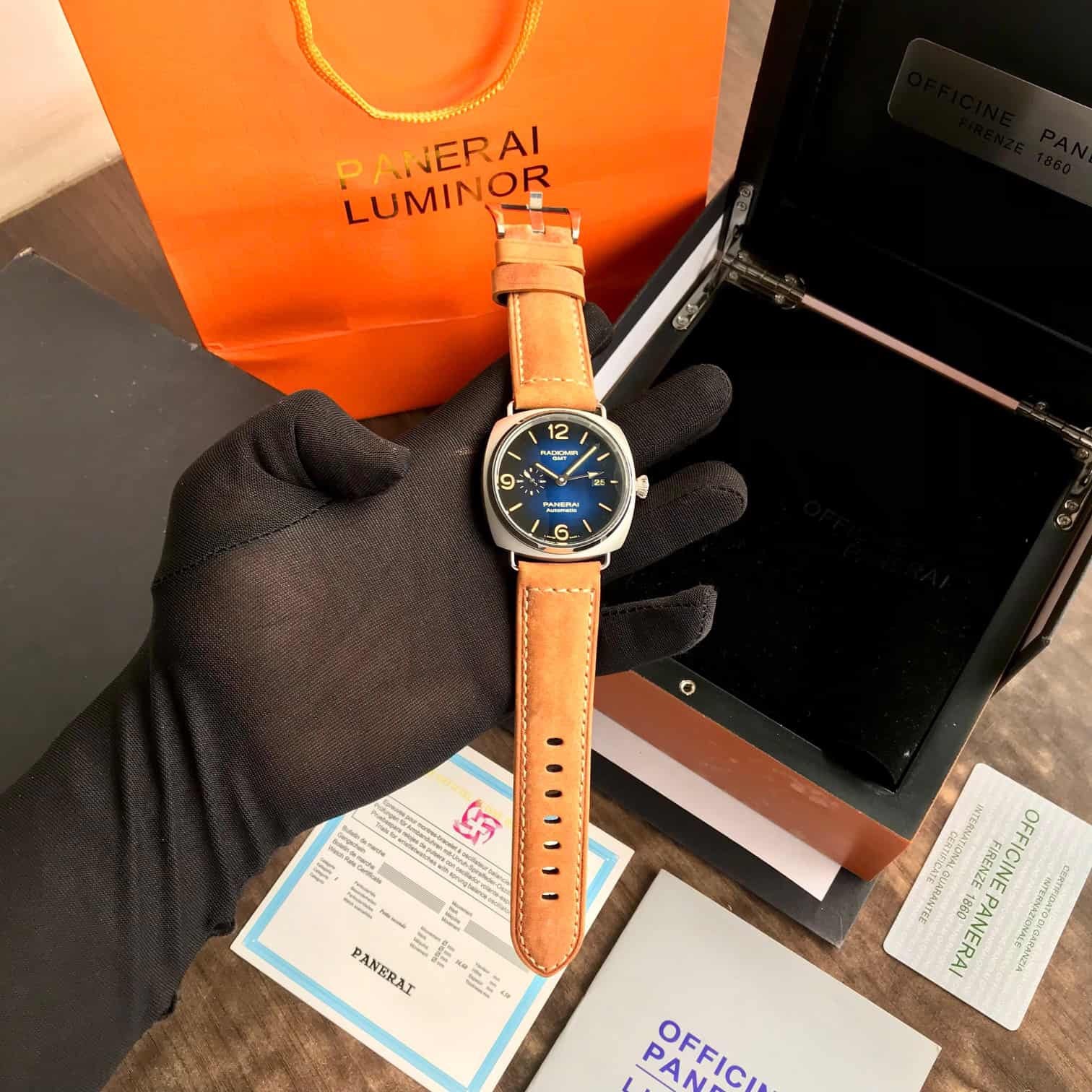 Luminor Panerai GMT Power Reserve Automatic Blue Dial Mens Watch - Image 2