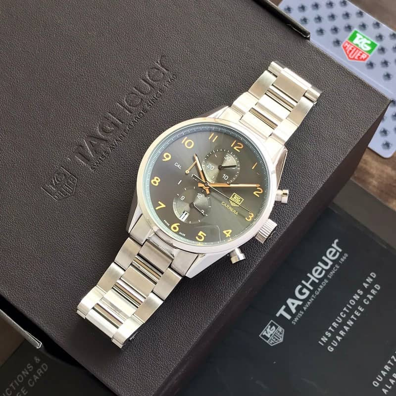 Tag Heuer Grand Carrera 1857 Stainless Steel Grey Dial Japanese Quality Men's Watch - Image 2