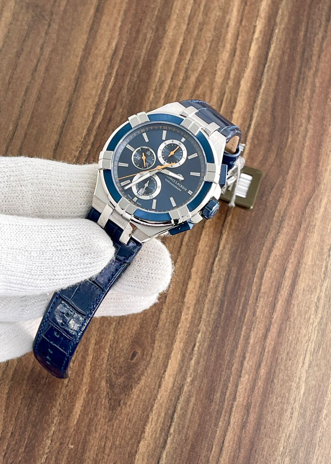 Maurice Lacroix Aikon Chronograph Swiss Quartz 44mm Blue Dial Watch AI1018-SS001-432-4, Chronograph - Image 3