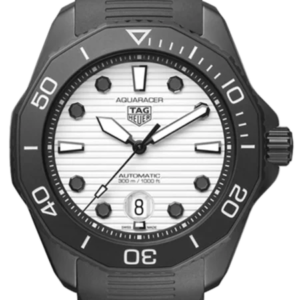 Tag Heuer Aquaracer Professional 300 Automatic White Dial Black Rubber Strap Watch for Men