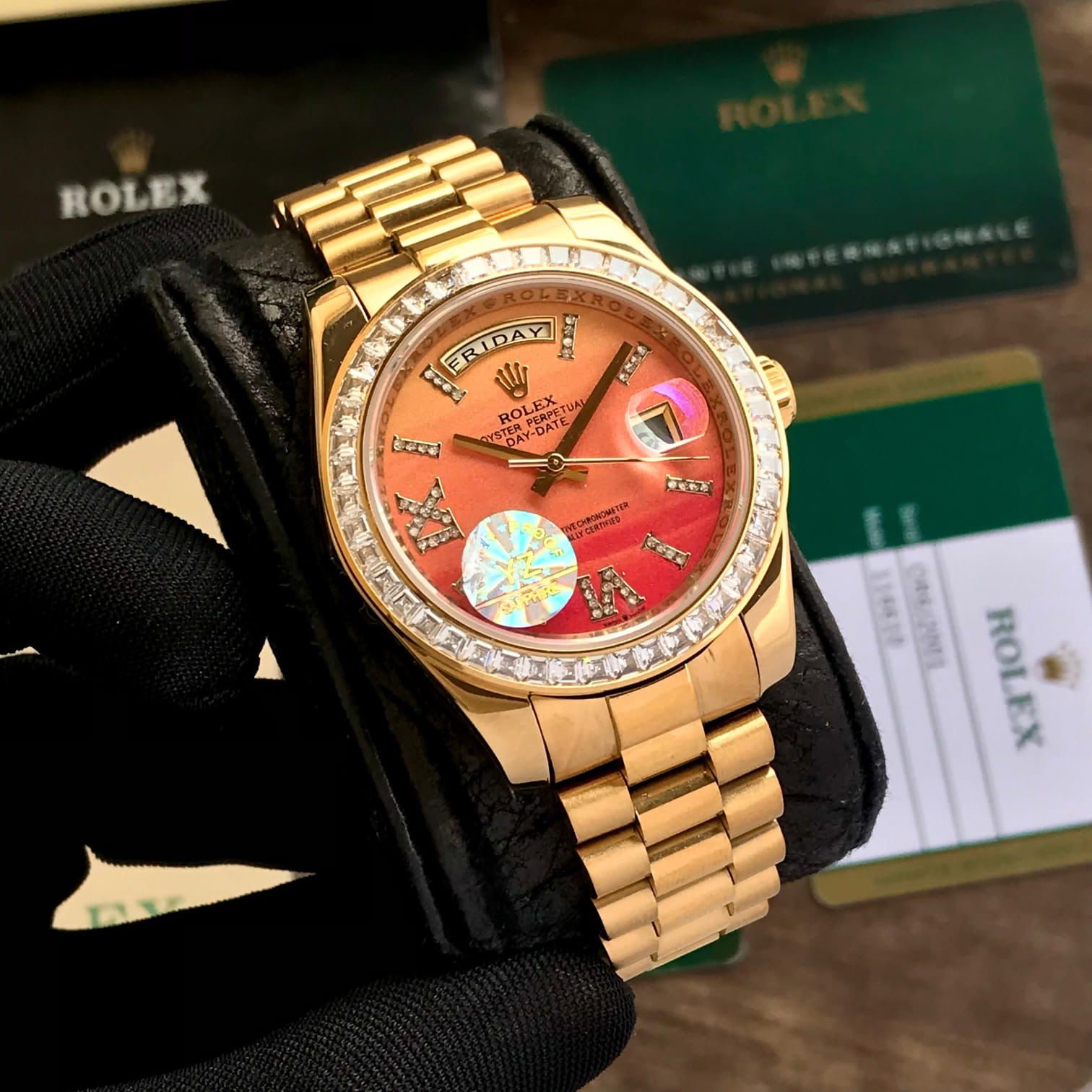 Rolex Day Date Golden Diamond Bazel Ring - Image 4