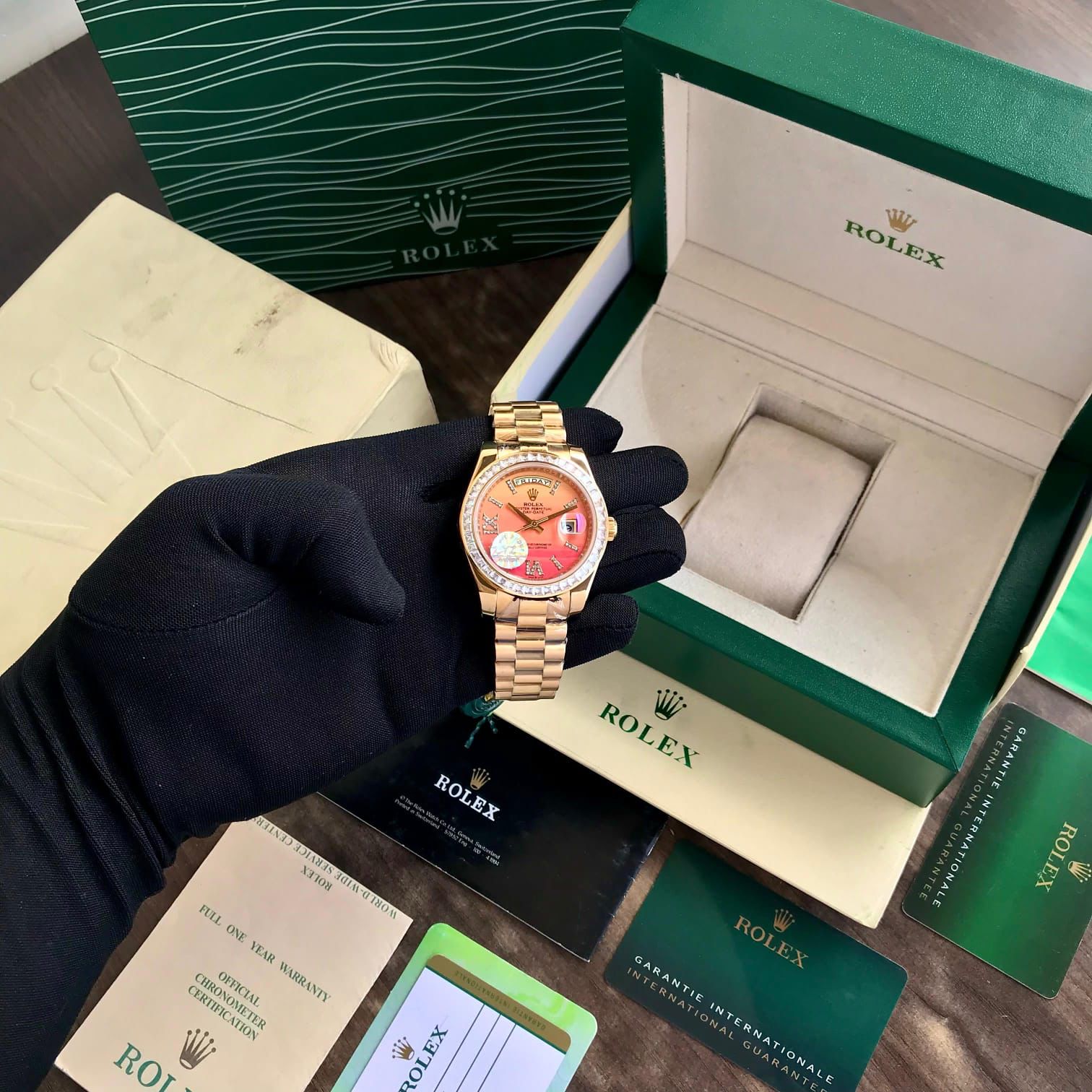 Rolex Day Date Golden Diamond Bazel Ring - Image 5