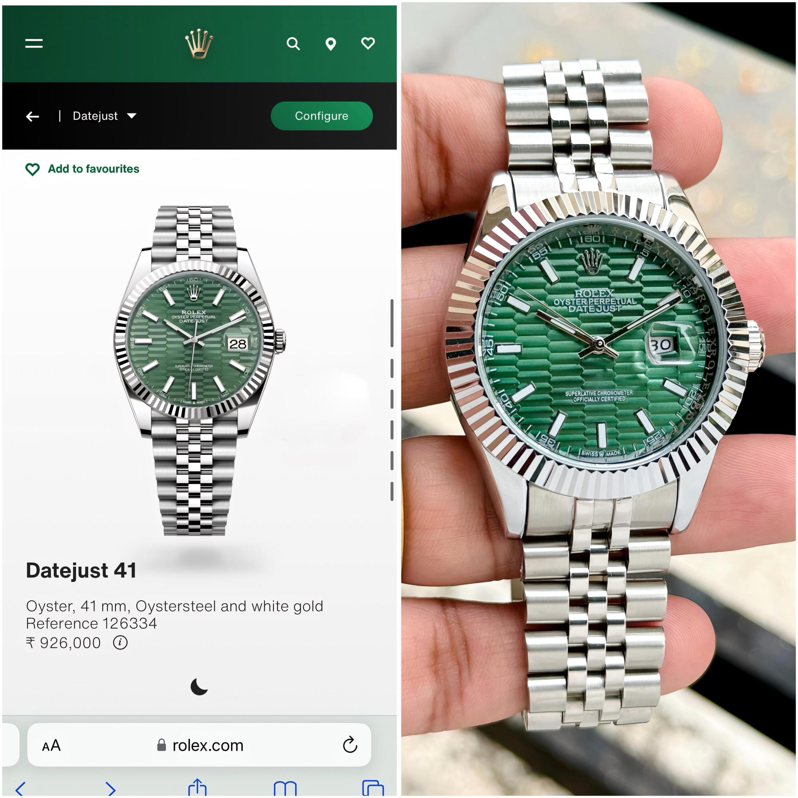 Rolex Green DateJust Automatic 41mm (Original Size) - Image 5