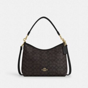 Coach Mollie Tote Bag 25 In Signature Canvas Gold Walnut Black