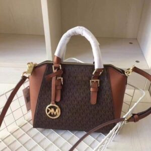 Michael Kors Ciara Medium Logo and Leather Satchel