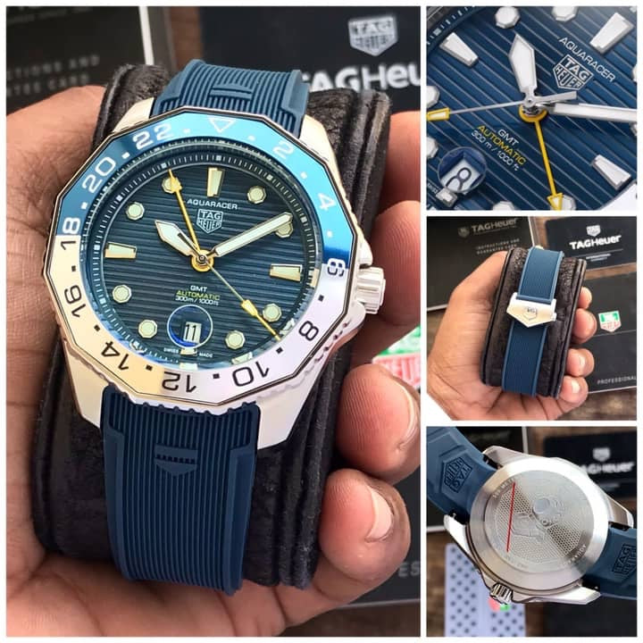TAG Heuer Aquaracer Professional 300 GMT Blue Fiber Strap Automatic Mens Watch - Image 4
