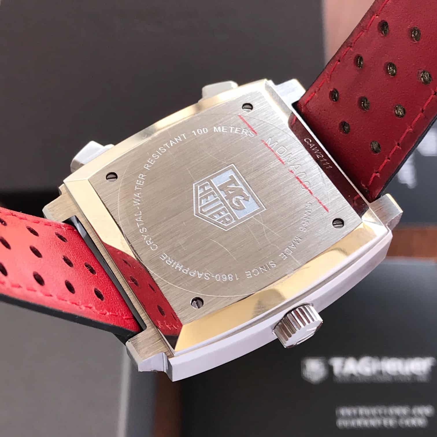 Tag Heuer Monaco Stainless Steel Red Dial Japanese Mens Watch - Image 2