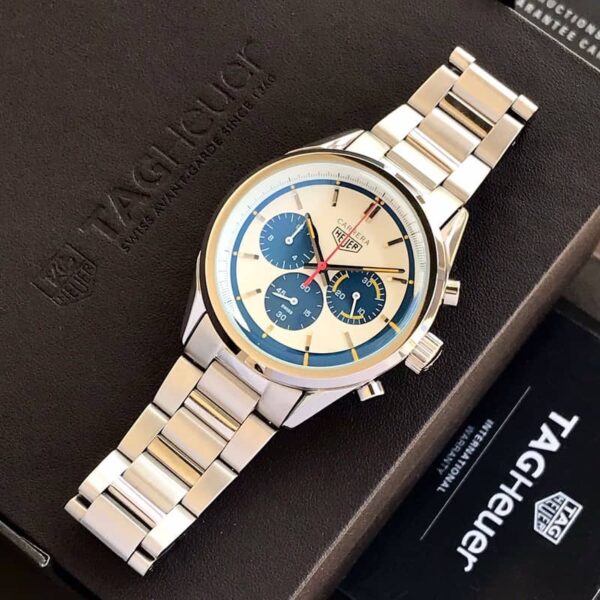 Tag Heuer Grand Carrera Blue Chronograph & Stainless Steel Strap Japanese Master Quality Men's Watch - Image 2