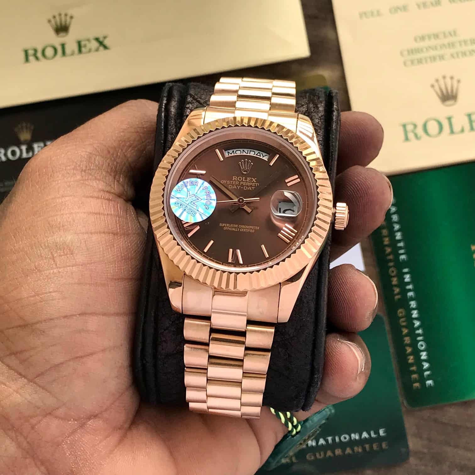 Rolex Day Date 40 Brown Dial Roman Numbers Rosegold Japanese Automatic Mens Watch - Image 2