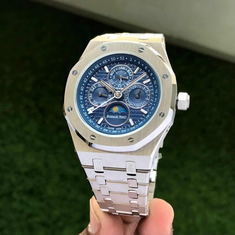 Audemars Piguet Perpetual Calendar Open Worked Silver Blue Dial Automatic Mens Watch - Image 4