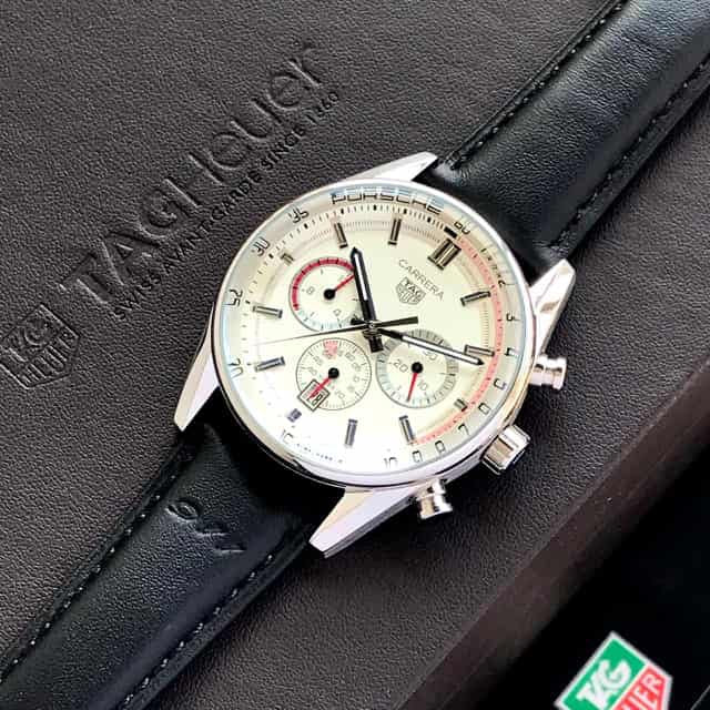 Tag Heuer Carrera Chronosprint X 911 Porsche White Dial Black Belt Japanese Mens Watch - Image 4