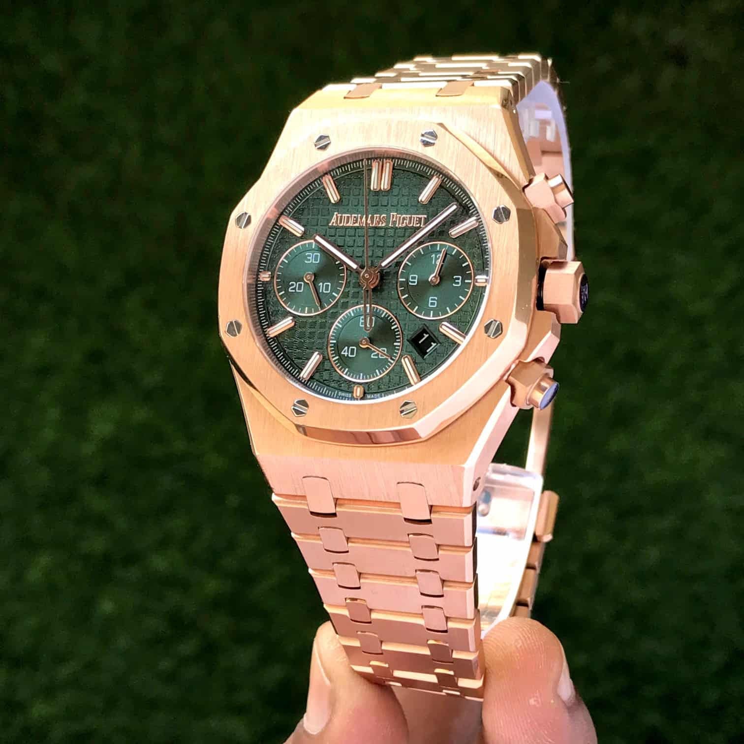 Audemars Piguet Royal Oak 50th Anniversary Chronograph's Rosegold Green Dial Swiss ETA - Image 4