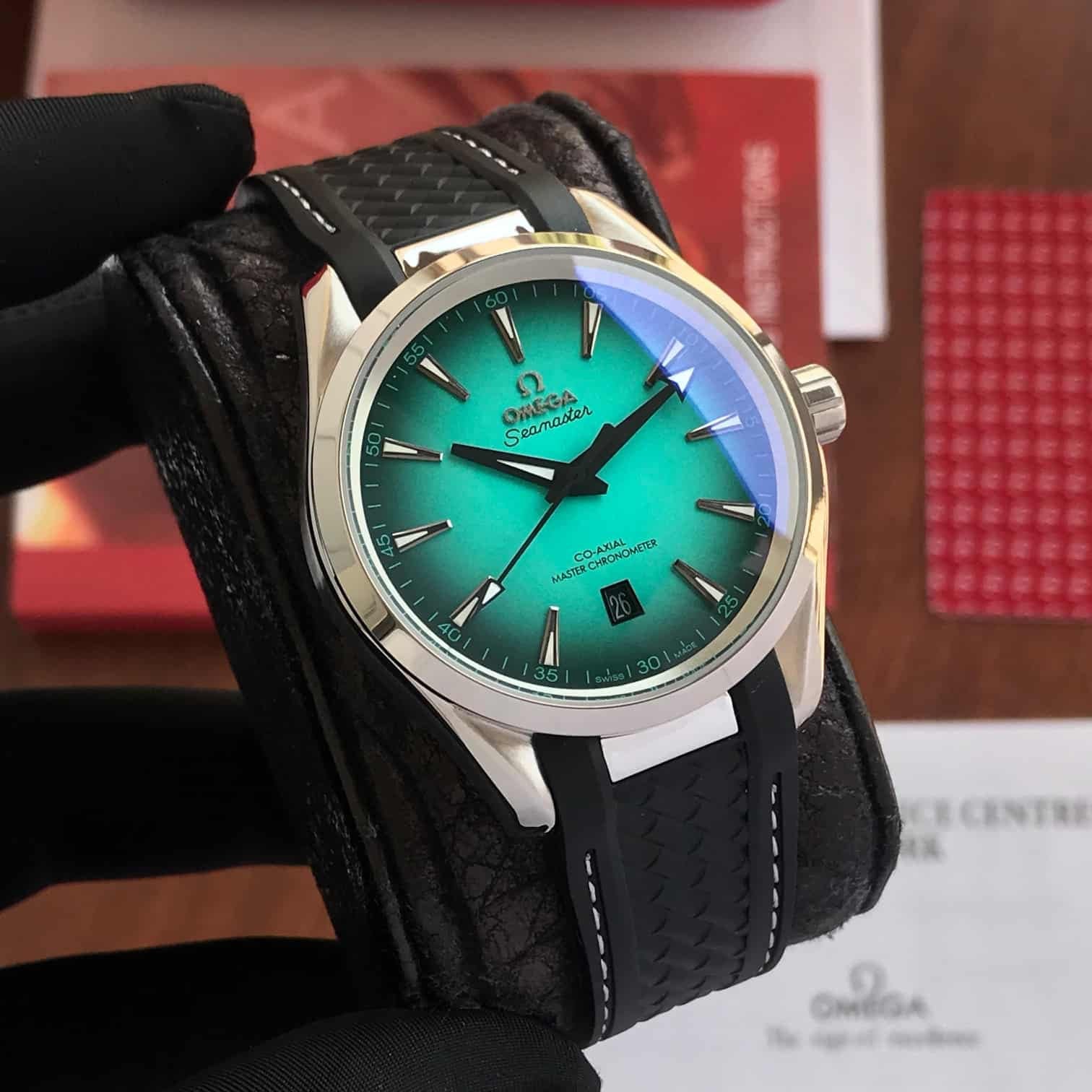 Omega Seamaster Aqua Terra Turquoise Dial Black Rubber Strap Automatic Mens Watch - Image 5