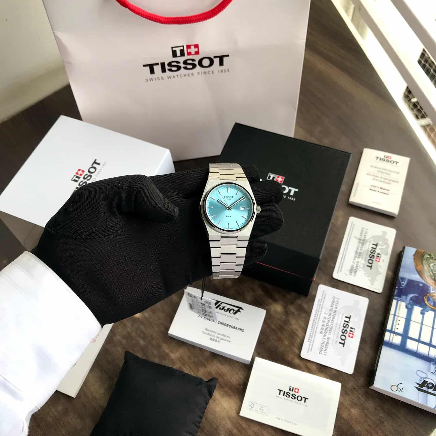 Tissot PRX Stainless Steel Tiffany Blue Dial Japanese Mens Watch - Image 2