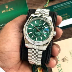 Rolex SkyDweller Stainless Steel Green Dial & Jubli Chain Strap Japanese Automatic Master Quality Men's Watch