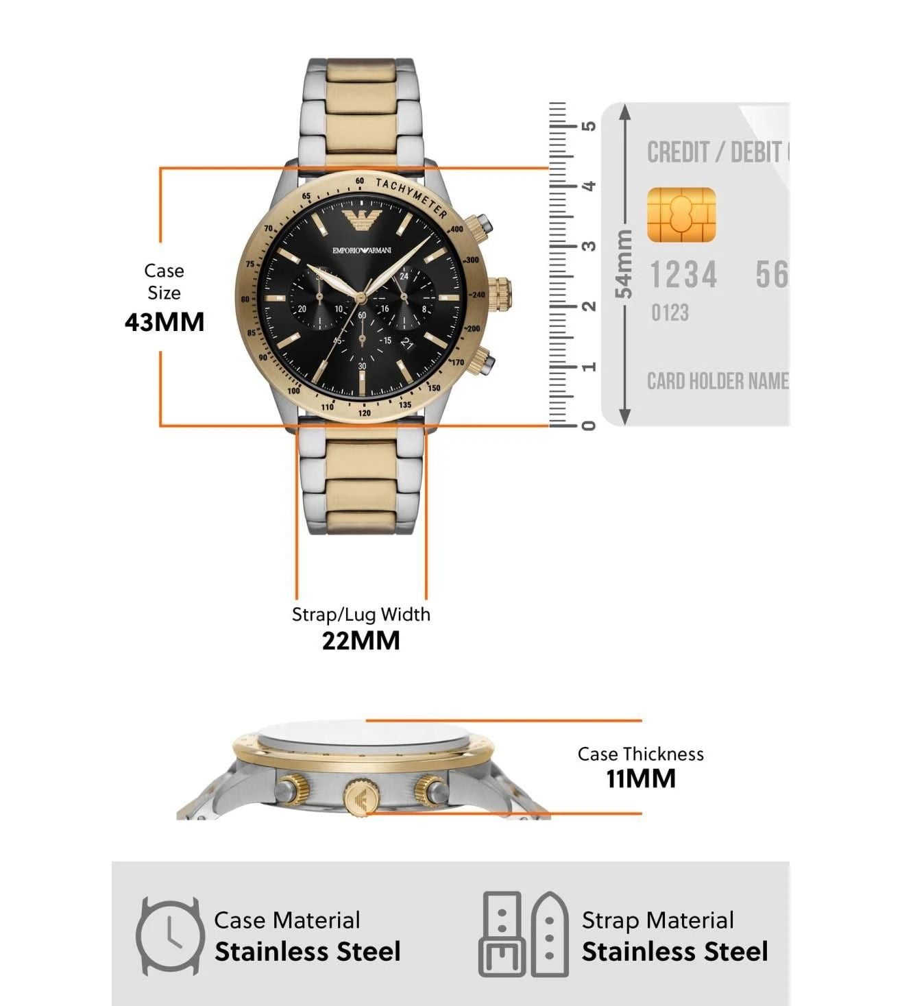 Emporio Armani AR11521 Original Quality Two Tone Men's Watch - Image 5