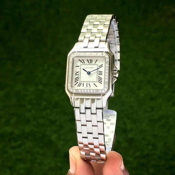 Cartier De Panthere Silver White Dial Premium Stainless Steel Womens Watch - Image 4