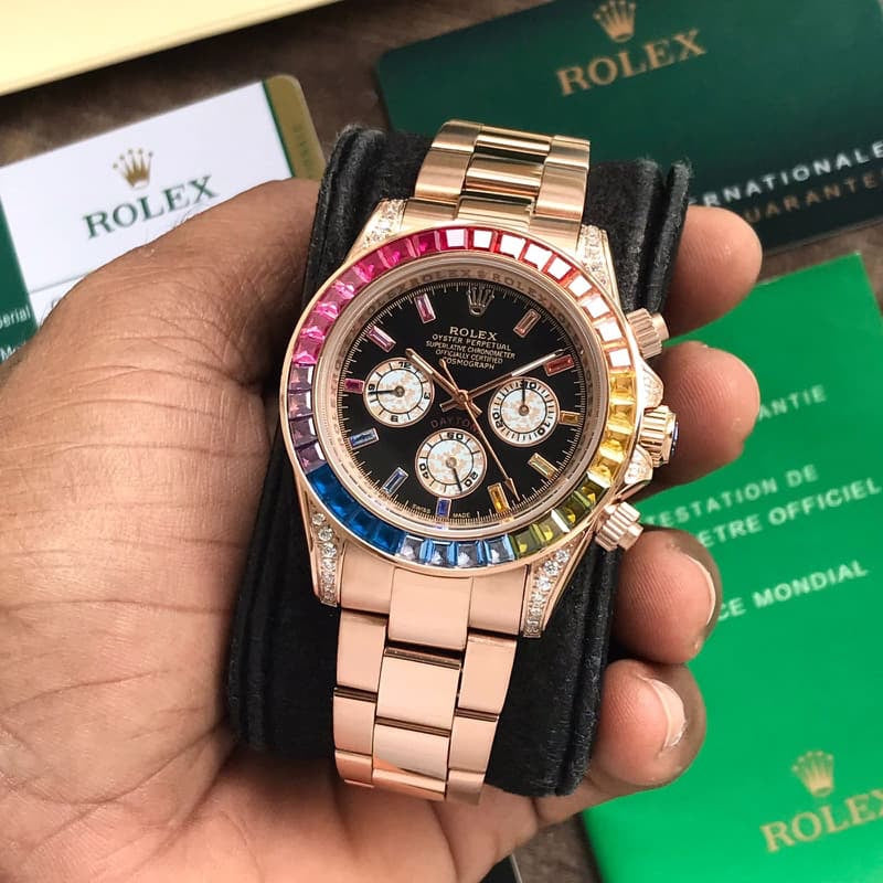 Rolex Rainbow Daytona Rose gold Tone Automatic Japanese Mens Watch - Image 2