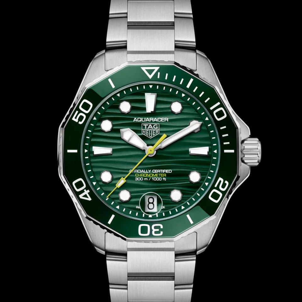 Tag Heuer Aquaracer Silver Green Dial Japanese Automatic Men's Watch - Image 6