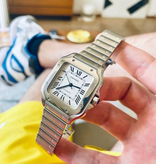 Cartier Santos Large Stainless Steel White Dial Swiss Automatic Mens Watch - Image 3